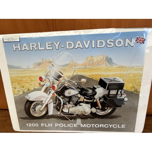 208 - Big Tin Sign Harley Davidson 1200 Police Made in Great Britain in UK (46 x 34cm)