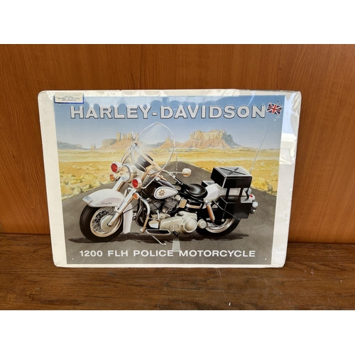 208 - Big Tin Sign Harley Davidson 1200 Police Made in Great Britain in UK (46 x 34cm)