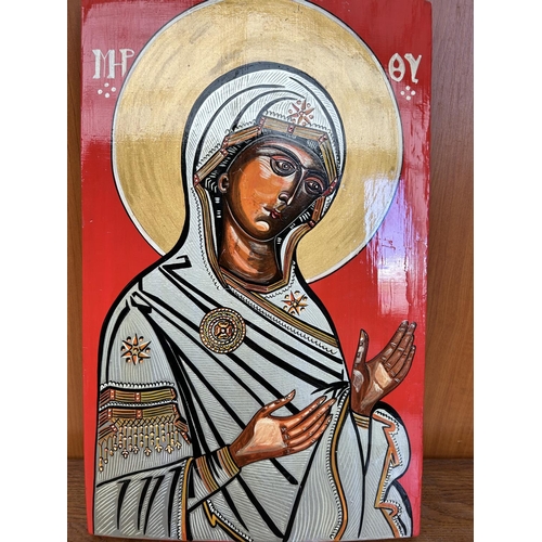 215 - Hand Painted Icon of Virgin Mary (26 x 41cm)