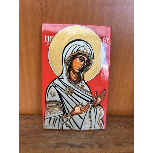 215 - Hand Painted Icon of Virgin Mary (26 x 41cm)