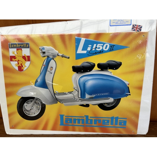 328 - Big Tin Sign Lambretta Made in UK (46 x 35cm)