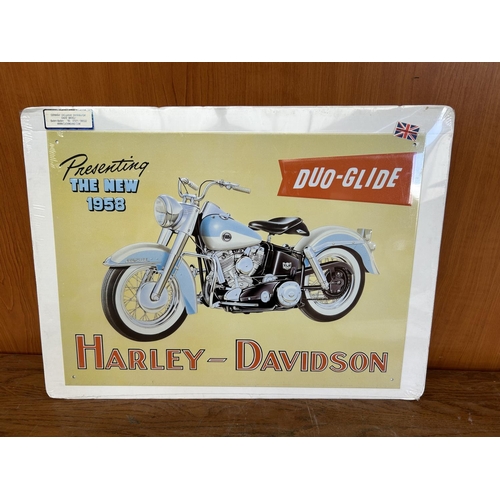 329 - Big Tin Sign Harley Davidson Duo-Glide Made in Great Britain in UK (46 x 34cm)