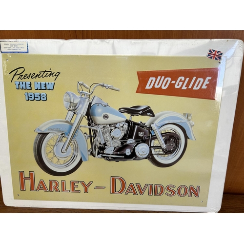 329 - Big Tin Sign Harley Davidson Duo-Glide Made in Great Britain in UK (46 x 34cm)