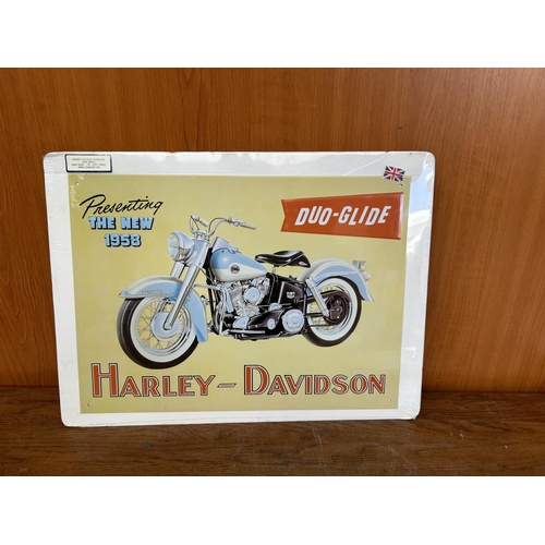 329 - Big Tin Sign Harley Davidson Duo-Glide Made in Great Britain in UK (46 x 34cm)