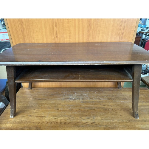 369 - Vintage Art Deco Wooden 2-Tier Coffee Table