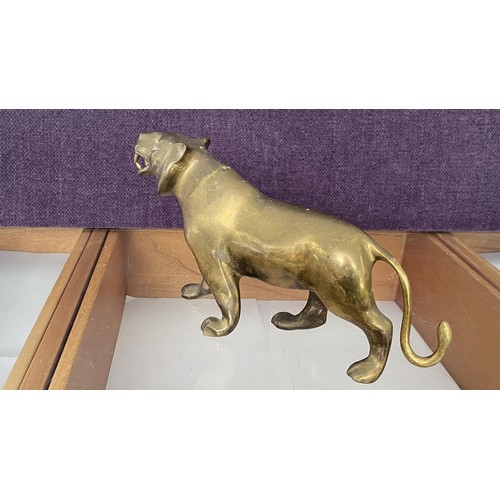 27 - Large Vintage Solid Brass Decorative Panther Sculpture Statue