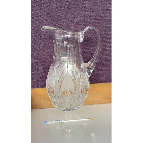 103 - Large Mid-Century Czechoslovakia Bohemian Hand Cut Lead Crystal 24% PbO Pitcher