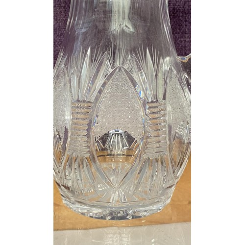 103 - Large Mid-Century Czechoslovakia Bohemian Hand Cut Lead Crystal 24% PbO Pitcher