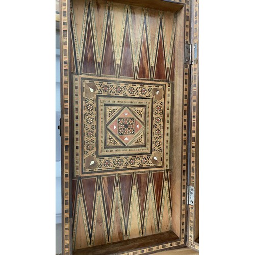 299 - Backgammon Game Board with Intricate Mosaic Marquetry and Other (A/F)