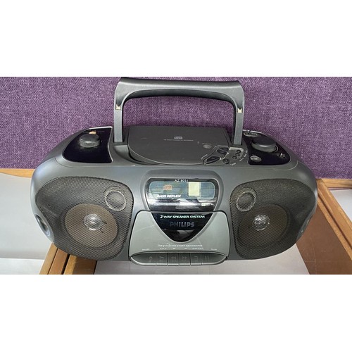 306 - Philips A28051 Stereo Radio/CD/Cassette Player (Radio Working, Cassette Untested)