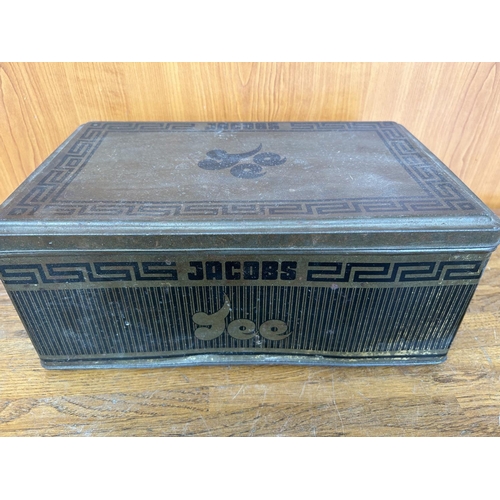 117 - Large Antique Metal Jacobs Tee Tin Tea Box