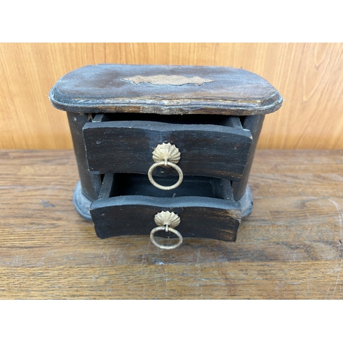 135 - Vintage Wooden Jewelry Box with 2 Drawers