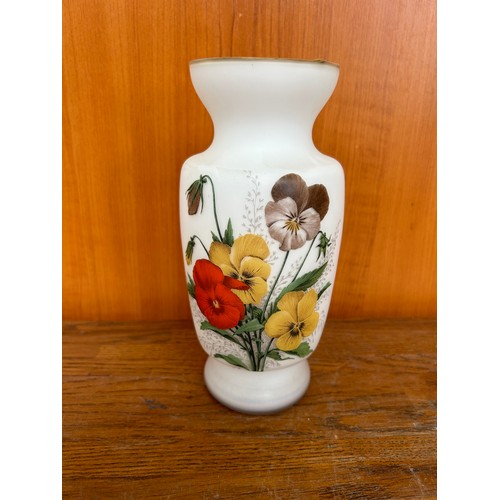 146 - Vintage Opaline Floral Glass Vase (20cm H.)