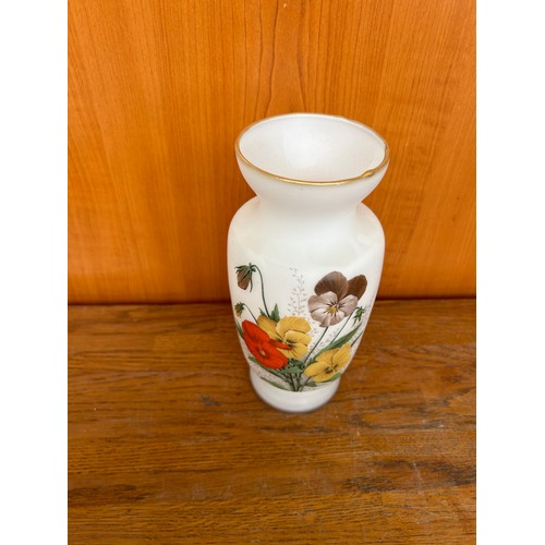 146 - Vintage Opaline Floral Glass Vase (20cm H.)