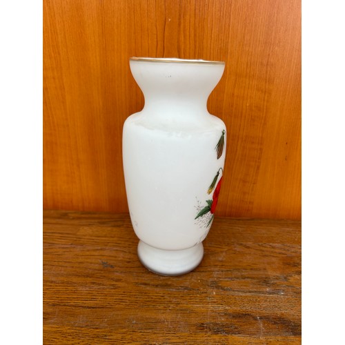 146 - Vintage Opaline Floral Glass Vase (20cm H.)