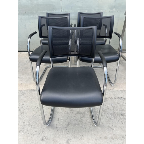 1 - x5 'Studio Office' Chrome Frame Mesh Black Office Meeting/Conference Chairs - Code N/A