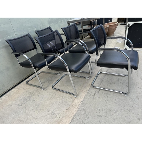 1 - x5 'Studio Office' Chrome Frame Mesh Black Office Meeting/Conference Chairs - Code N/A