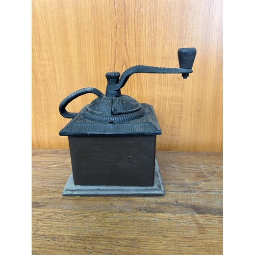 105 - Vintage Cast Iron and Wood Coffee Grinder