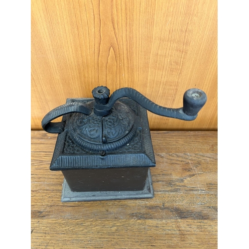 105 - Vintage Cast Iron and Wood Coffee Grinder