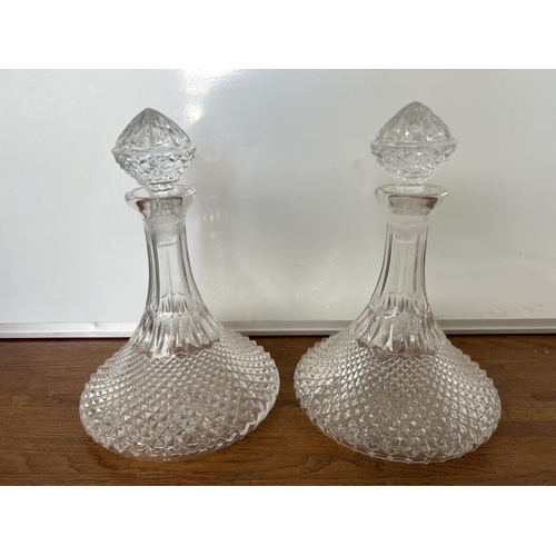 170 - x2 Vintage Matching Crystal Decanters Wine Carafes