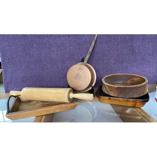 Box of Assorted Kitchenware Incl. Banton by Vic Rolling Pin, Old Copper