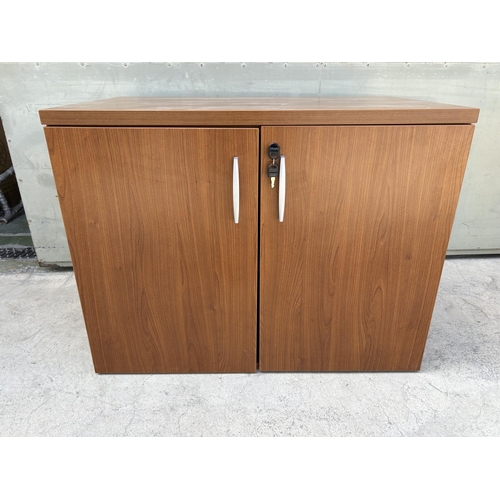 3 - Office Wooden 2-Door Storage Locking Cabinet