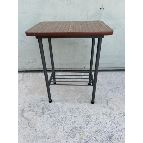 516 - Small Formica Top Metal Side Table