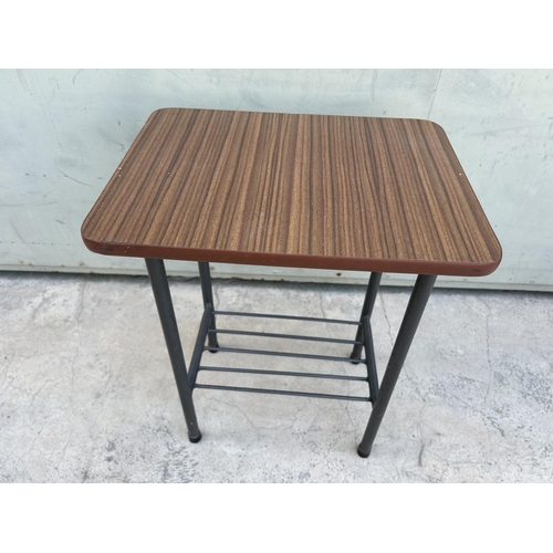 516 - Small Formica Top Metal Side Table