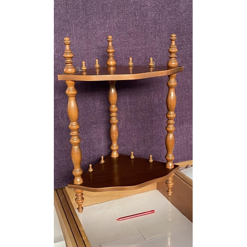 62 - Retro Wooden 2-Tier Corner Shelf Unit (58cm H.)