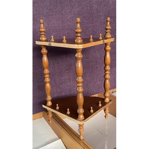 62 - Retro Wooden 2-Tier Corner Shelf Unit (58cm H.)