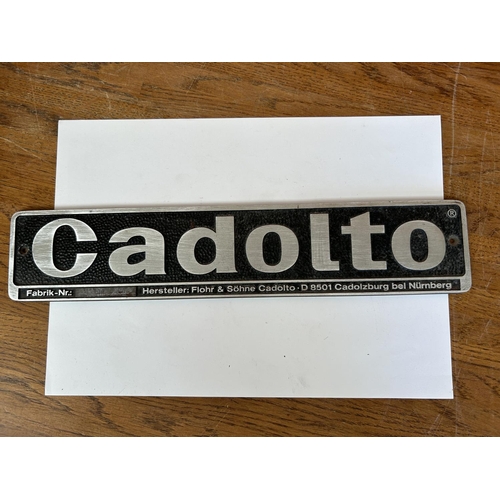 563 - Vintage Cast Iron 'Cadolto' Sign