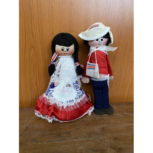 127 - Costa Rican Boy and Girl Dolls in National Costumes