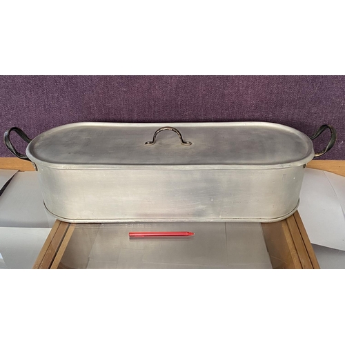 123 - Large Old Aluminium Fish Cooking/Steam Pan (62cm L.)