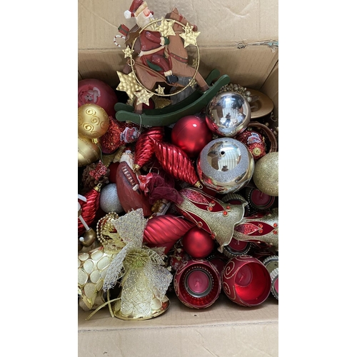 98 - Box of Assorted Christmas Tree and Home Decoration Incl. Candle Holders