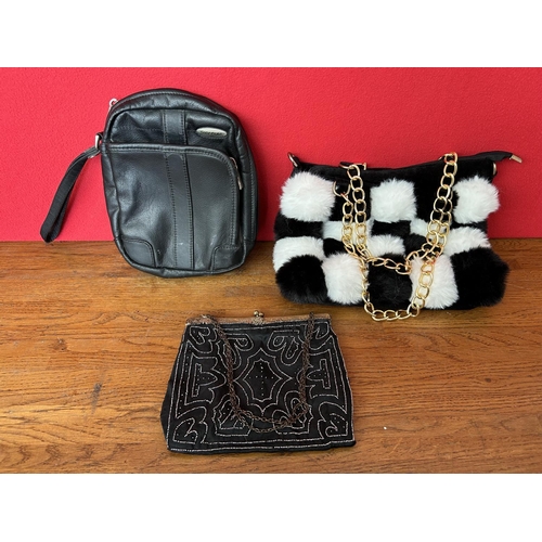 431 - Small Retro 1950's Handbag, Vintage Black and White Bag and Samsonite Leather Wallet