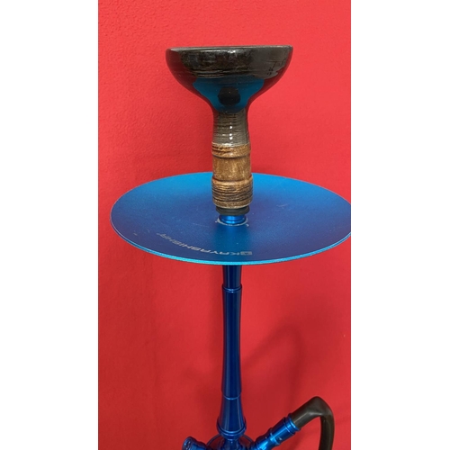 164 - Kaya Shisha Aluminium and Glass Waterpipe Blue Hookah with Accessories