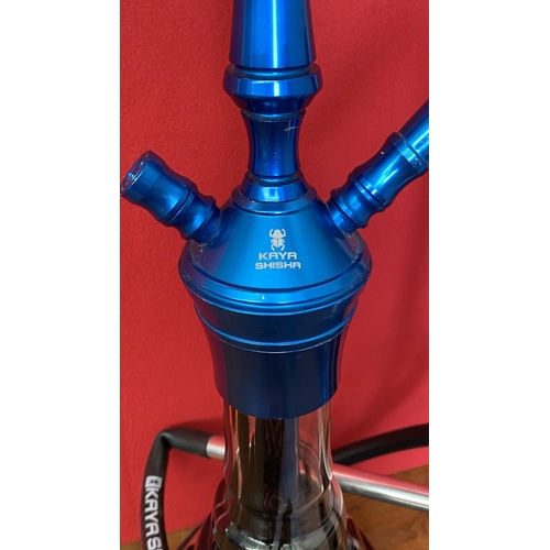 164 - Kaya Shisha Aluminium and Glass Waterpipe Blue Hookah with Accessories