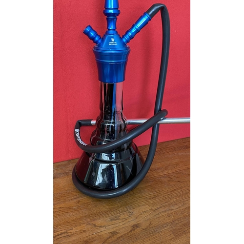 164 - Kaya Shisha Aluminium and Glass Waterpipe Blue Hookah with Accessories