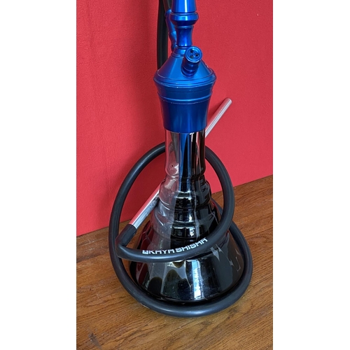 164 - Kaya Shisha Aluminium and Glass Waterpipe Blue Hookah with Accessories