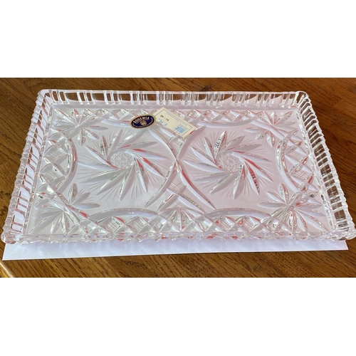 167 - Bohemian 24% Lead Crystal Heavy Serving Tray (Unused, Boxed)