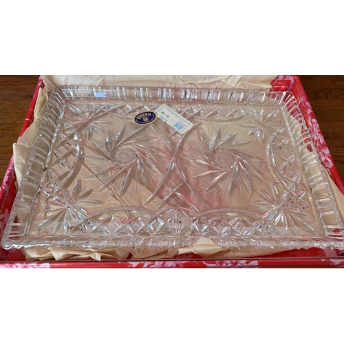 167 - Bohemian 24% Lead Crystal Heavy Serving Tray (Unused, Boxed)