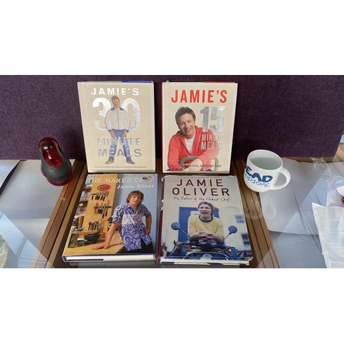 176 - Jamie Oliver's Books (x4), Cheeky Mug and Flavour Shaker