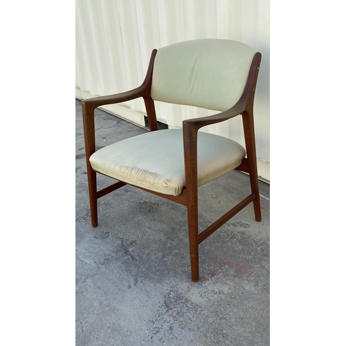 6 - Vintage Danish Solid Teak Wood Chair From 1950's (Needs Upholstery)