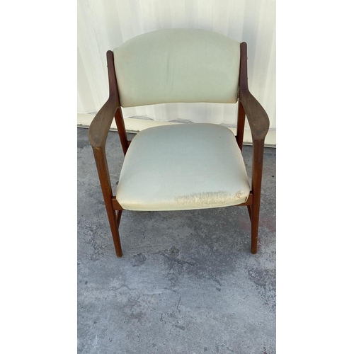 6 - Vintage Danish Solid Teak Wood Chair From 1950's (Needs Upholstery)