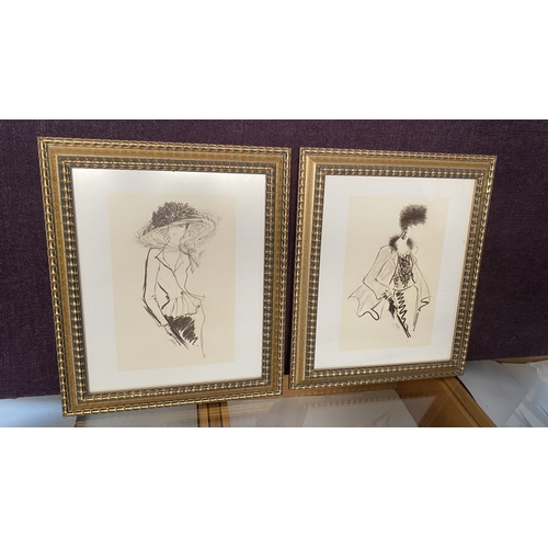 76 - x2 Executive Women Art Prints in Gilt Frame (39 x 46cm/each)