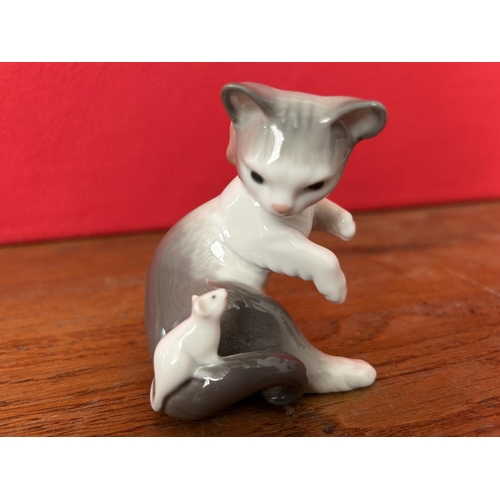 13 - Lladro Small Porcelain Figurine of Cat and Mouse