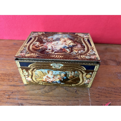 156 - Vintage Chocolate Tin Box with Costume Jewelry