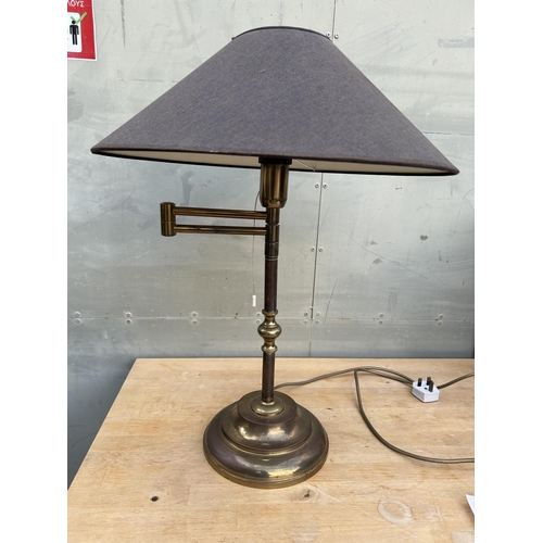 39 - Vintage 1970s Brass Swing-Arm Table Lamp