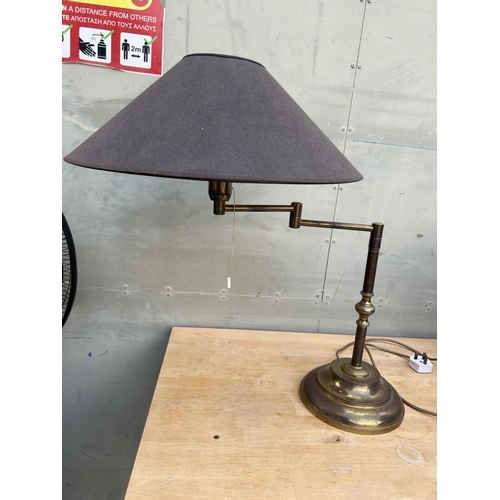 39 - Vintage 1970s Brass Swing-Arm Table Lamp