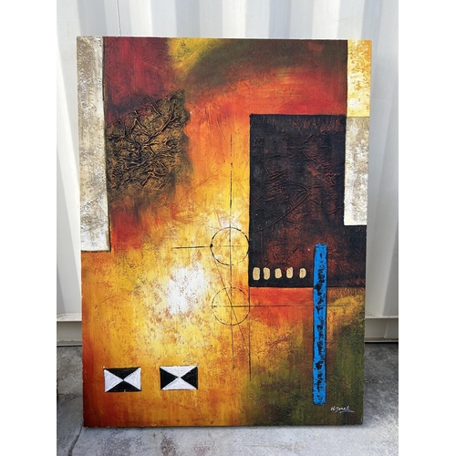 428 - 'H. Jones' Geometric Modern Art Large Canvas Painting (85 x 105cm)